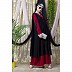 Party wear double layered abaya- Black-Red